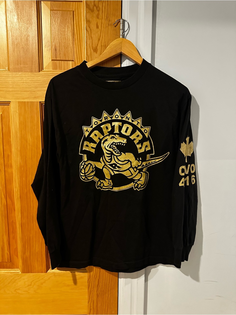 Toronto Raptors OVO Drake Night & Gold Long-Sleeve Tee